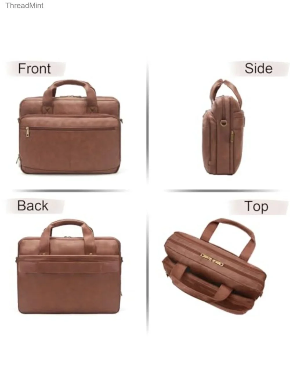 PU Leather Briefcase Convertible Crossbody Messenger Bag for 16 Inch Laptop